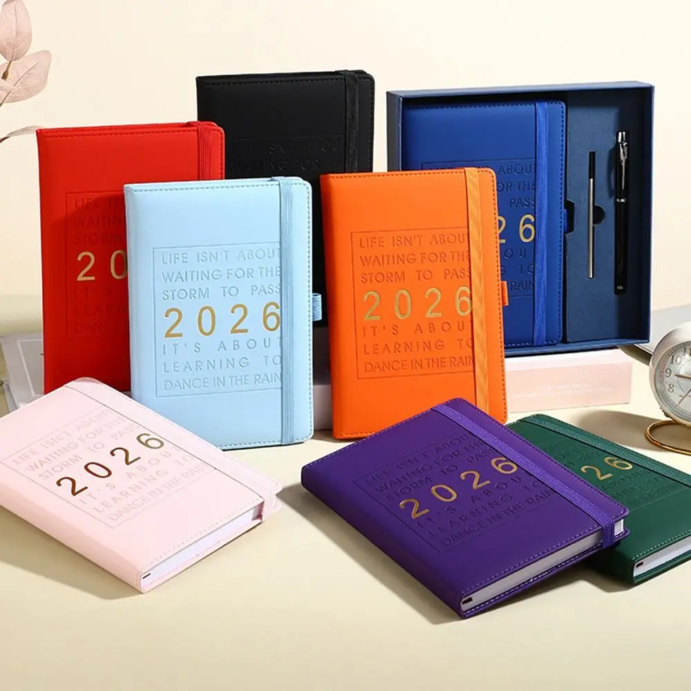 English 2026 Schedule Planner Notepad 12 Months Wear-resistant 365 Days Efficiency Notebook Bookmark Portable