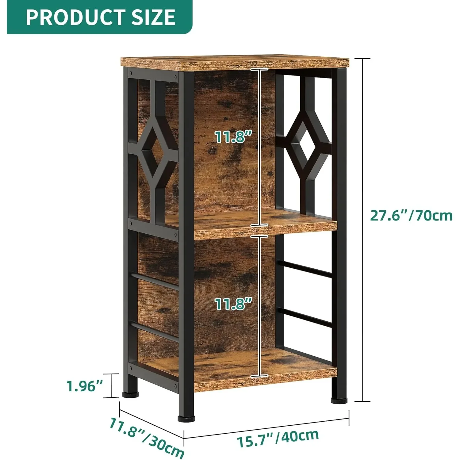 Small Bookshelf, 3 tier Farmhouse Bookshelf with Storage,Short Bookshelf for Small Spaces,Mini Shelf Stand,Open Bookcase