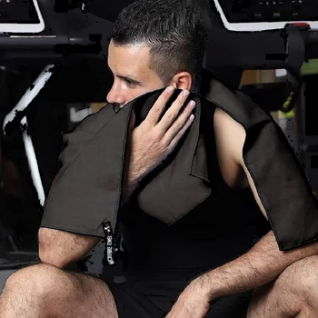 휴대용 블랙 퀵 드라이 타올, 통기성 목욕 타올, 비치 캠핑 하이킹 수영 스포츠 마이크로파이어, 필링 없음, 1PC 