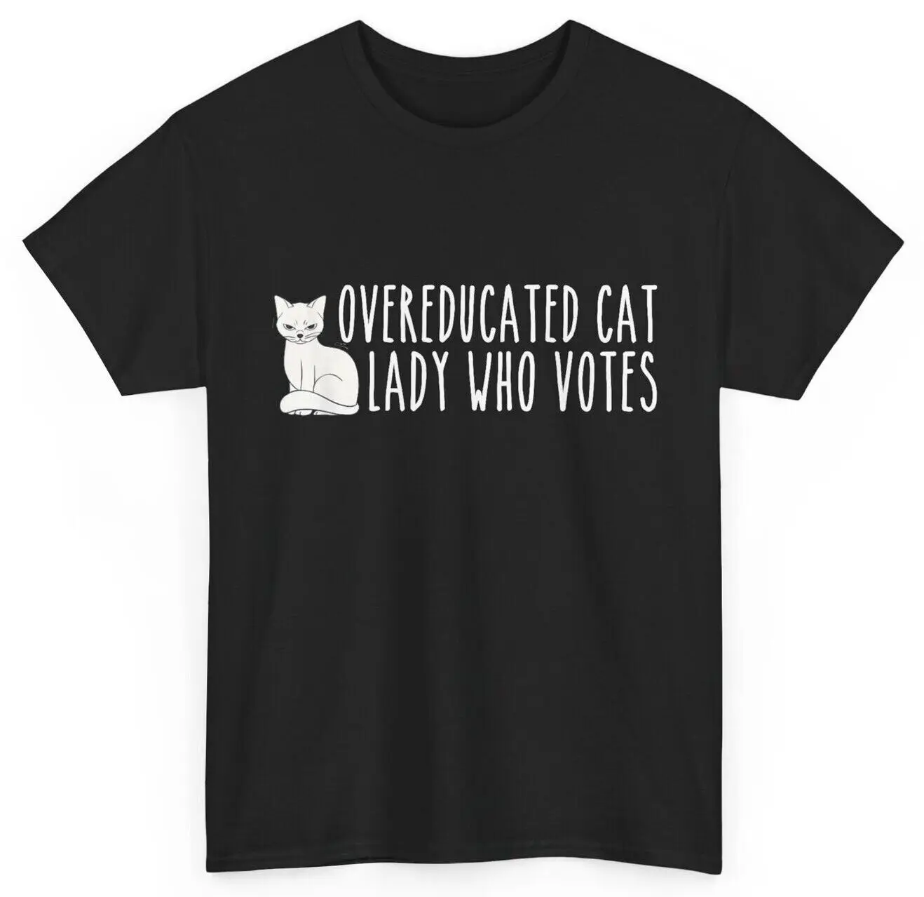 Funny Overeducated Cat Lady Who Votes For Kamala Harris 2024 T-Shirt