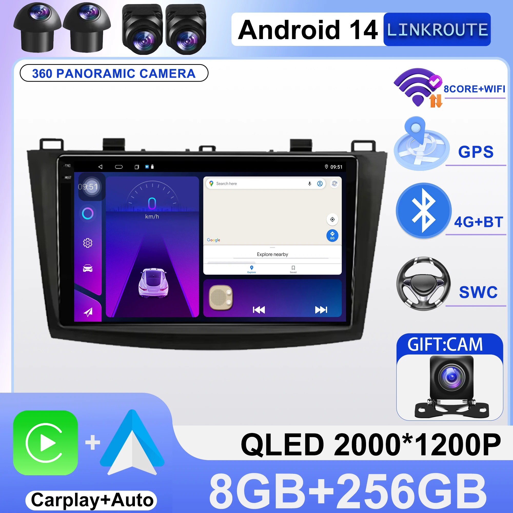 

For Mazda 3 II For Mazda3 BL 2009 - 2013 Car Radio Video Multimedia Player GPS Navigation QLED Screen Android Auto No 2din DVD