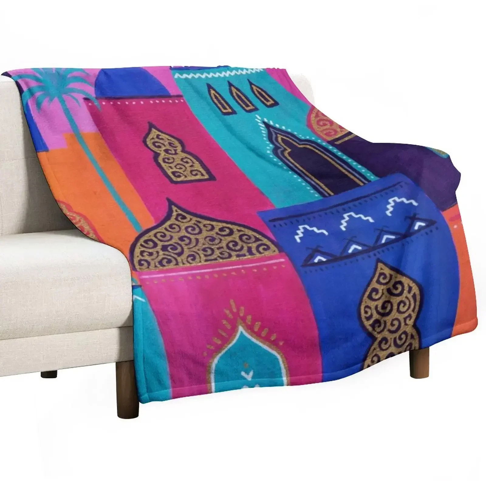 

Colorful Moroccan City Throw Blanket Luxury Brand Summer Warm Blankets