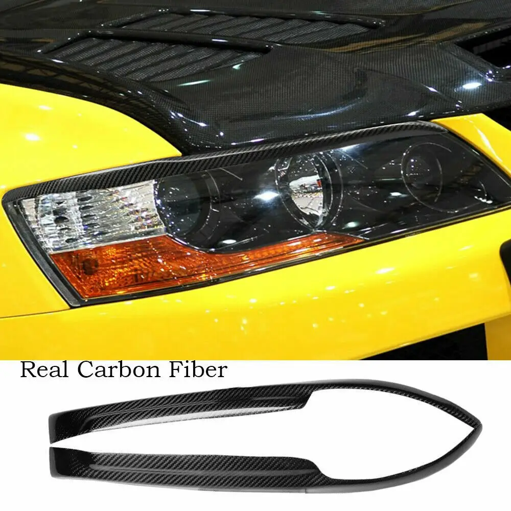 

Real Carbon Fiber Car Front Headlight Eyebrows Head Light Eyelid Trim Cover For Mitsubishi Lancer Evolution EVO 7 8 9 2003-2007