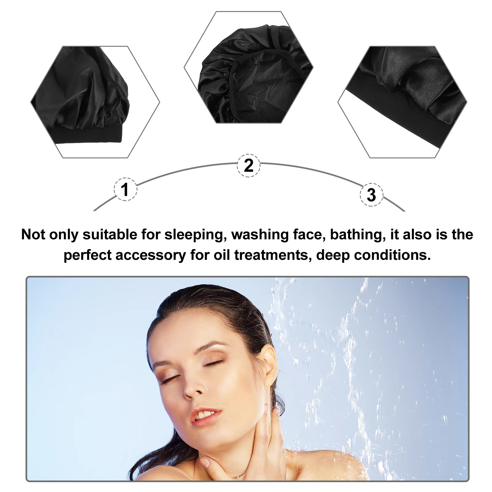 

2pcs Wide Side Elastic Sleeping Cap Wrap Comfortable Stretchy Headband Fit All Sizes Night Sleep Bath Face Wash Oil