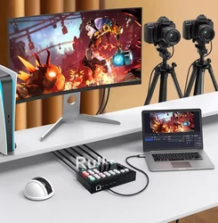 4K 4 Channel HDMI Video Switcher Multi Camera Live Streaming Broadcast Production Video Mixer Switcher Station Type C Recorder