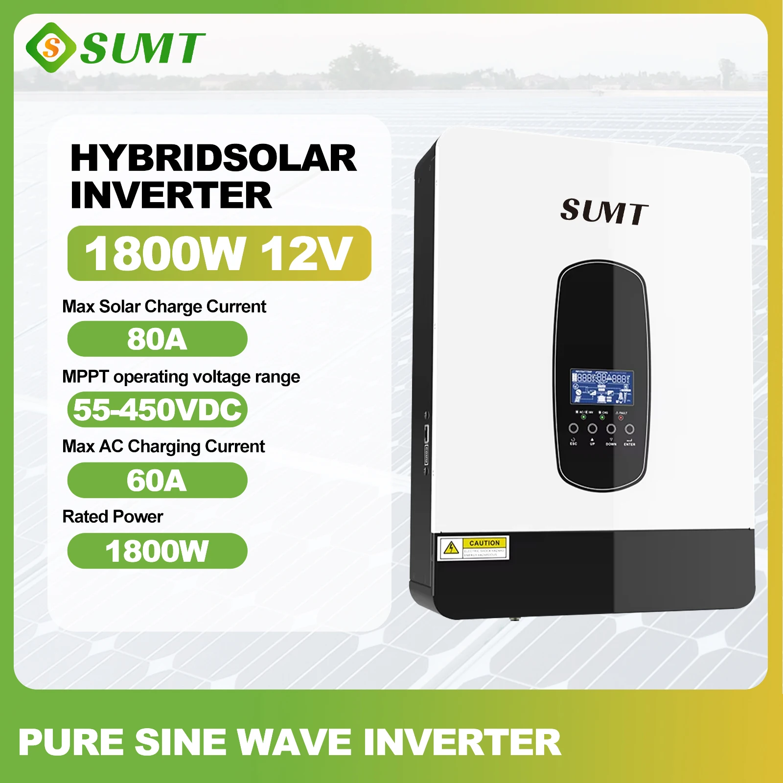 SUMT SP-2200/1800W  MPPT55-450VDC,Output 220/230/240VAC,80A,12VDC Solar Inverter-Built-in anti-dusk kit for harsh enviromen.