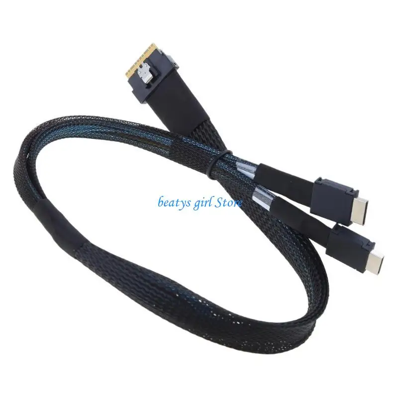 C7AB SlimSAS SFF-8654 8X to Oculink SFF-8611 4X 4ix2 Cable 16-24Gbps Efficient