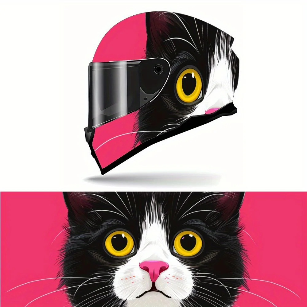 

Cute Pet Cat Print Full Helmet Wrap Sticker Motorcycle Helmet Racing Graphic Decal Vinyl Wrap Helmet Decorative Sticker Waterpro