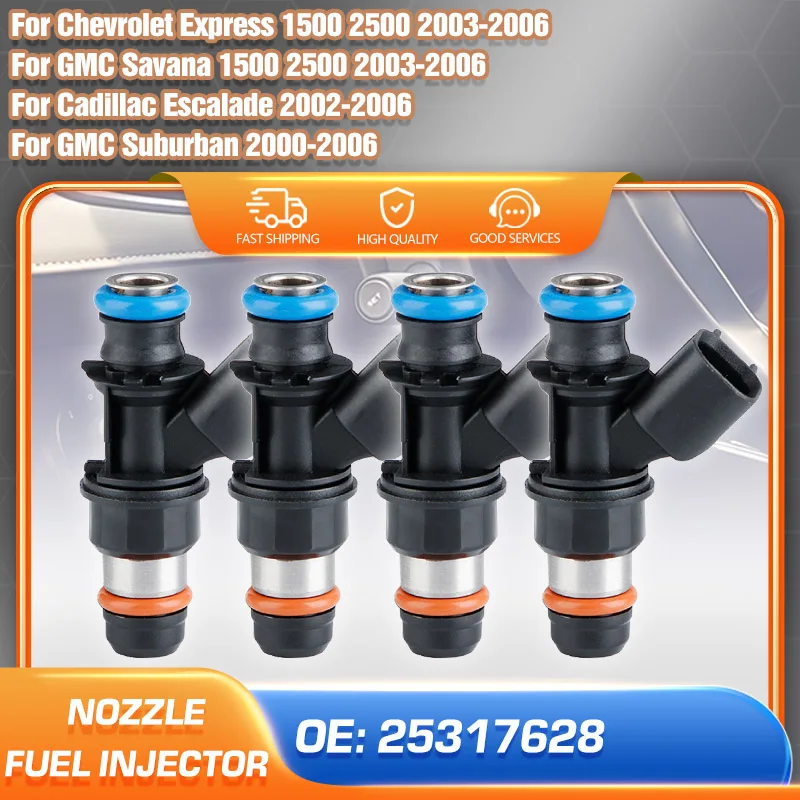 

For GMC Suburban 2000-2006 Chevrolet Express GMC Savana Cadillac Escalade 2002-2006 Fuel Injector Nozzle Kit 25317628 25320287