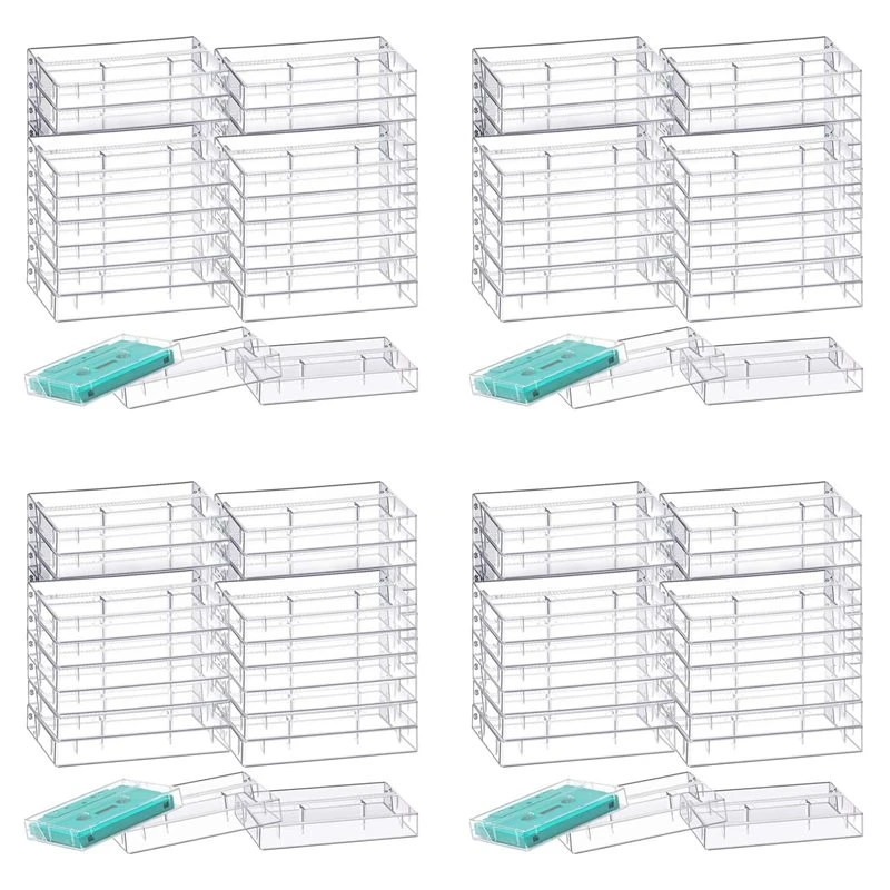 T23C 80Pack Audio Cassette Storage Cases - Clear Plastic Cassette Tape Cases -Audio Storage Solution 4.28X2.75X0.6Inch(Lxwxh)