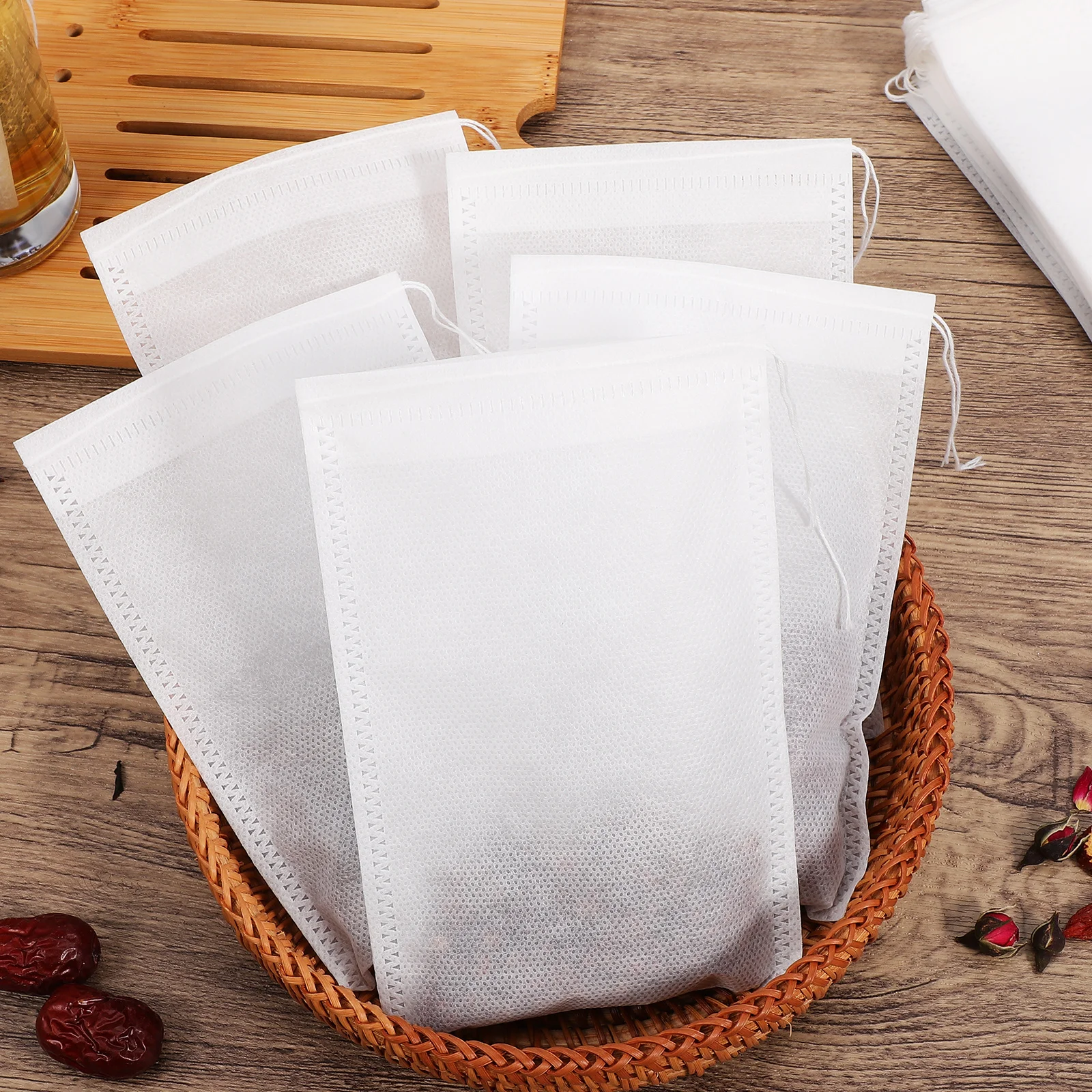 

200 Pcs Tea Drawstring Bag Non-woven Medicine Pouch Empty Filter Bags Filters Coffee