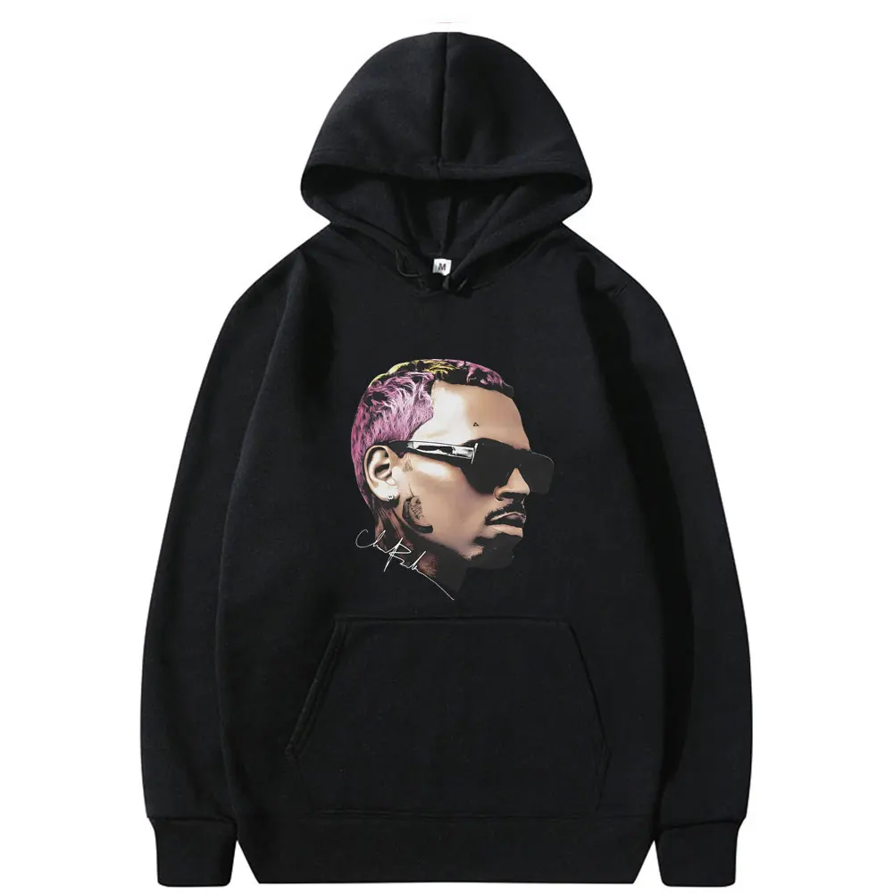 

Rapper Chris Brown Head Print Hoodie Men Women Fashion Hip Hop Sweatshirt Male Fleece Cotton Hoodies Male Oversized Streetwear