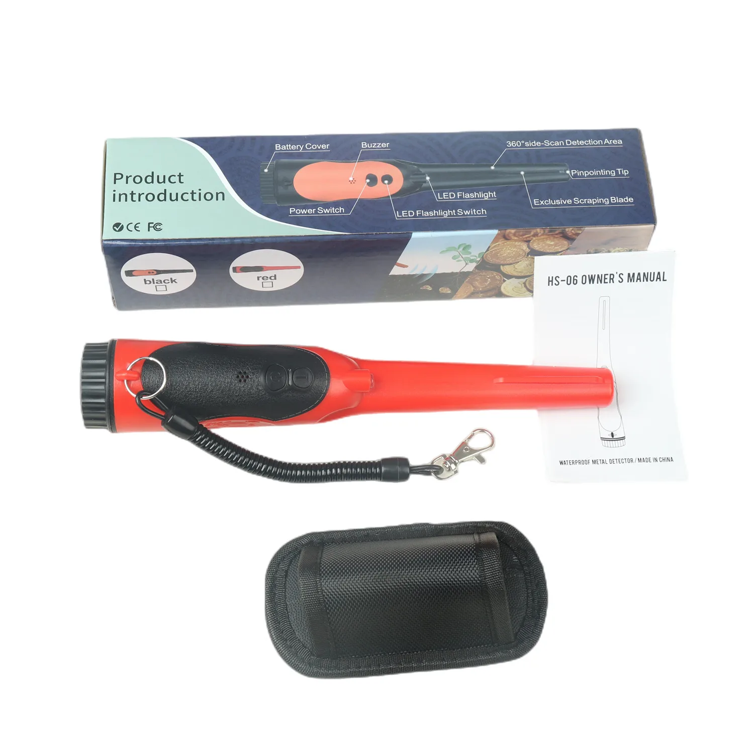 Pinpointer Metal Detector With Flashlight,Waterproof Handy Wand, Handheld Pinpointing Finder Treasure Detection For Gold