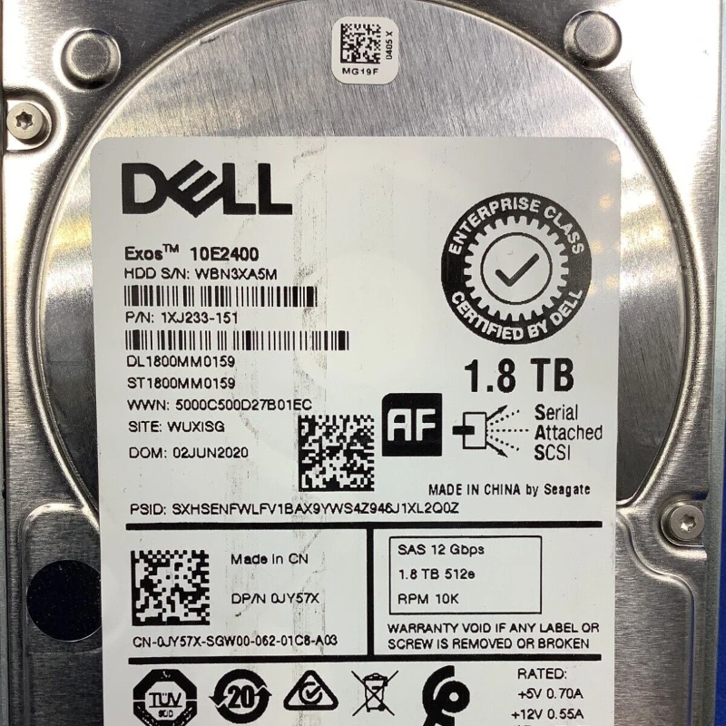 Dell poweredge jy57x,1.8テラバイト,10k,12gbps,sas,st1800mm0159,r540,r640,r6415,r740,r740xd,r740xd2,r7415,r7425,r840,r940,r940xa