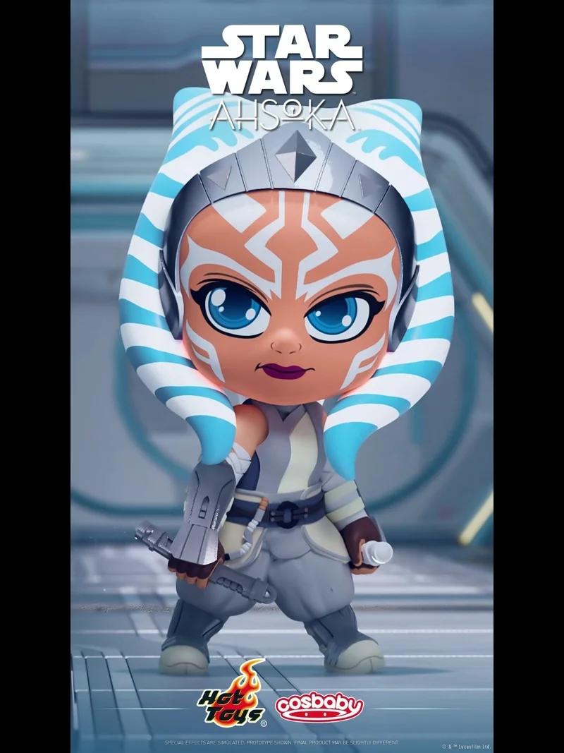 Original Hot Toy Ahsoka Tano Cosbaby(s) Star Wars Anime Figure Pvc Statue With Base Mini Model Collection Doll Desk Toys Gifts