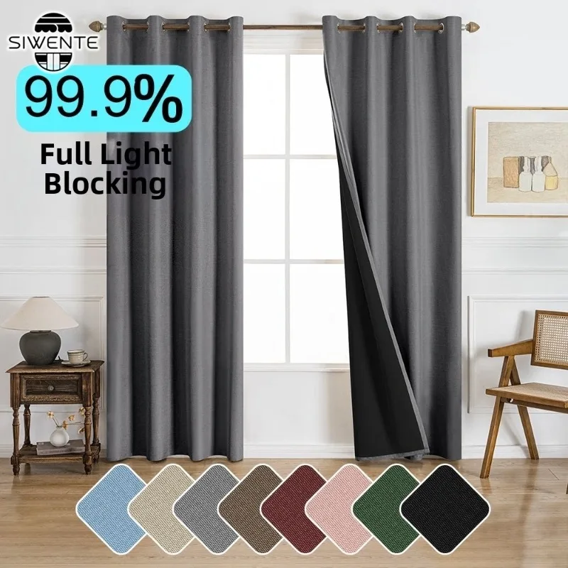 Darkening Window Panels Thermal Insulated Drapes Blackout Curtains with Grommets for Home Bedroom Decoration Privacy Protection
