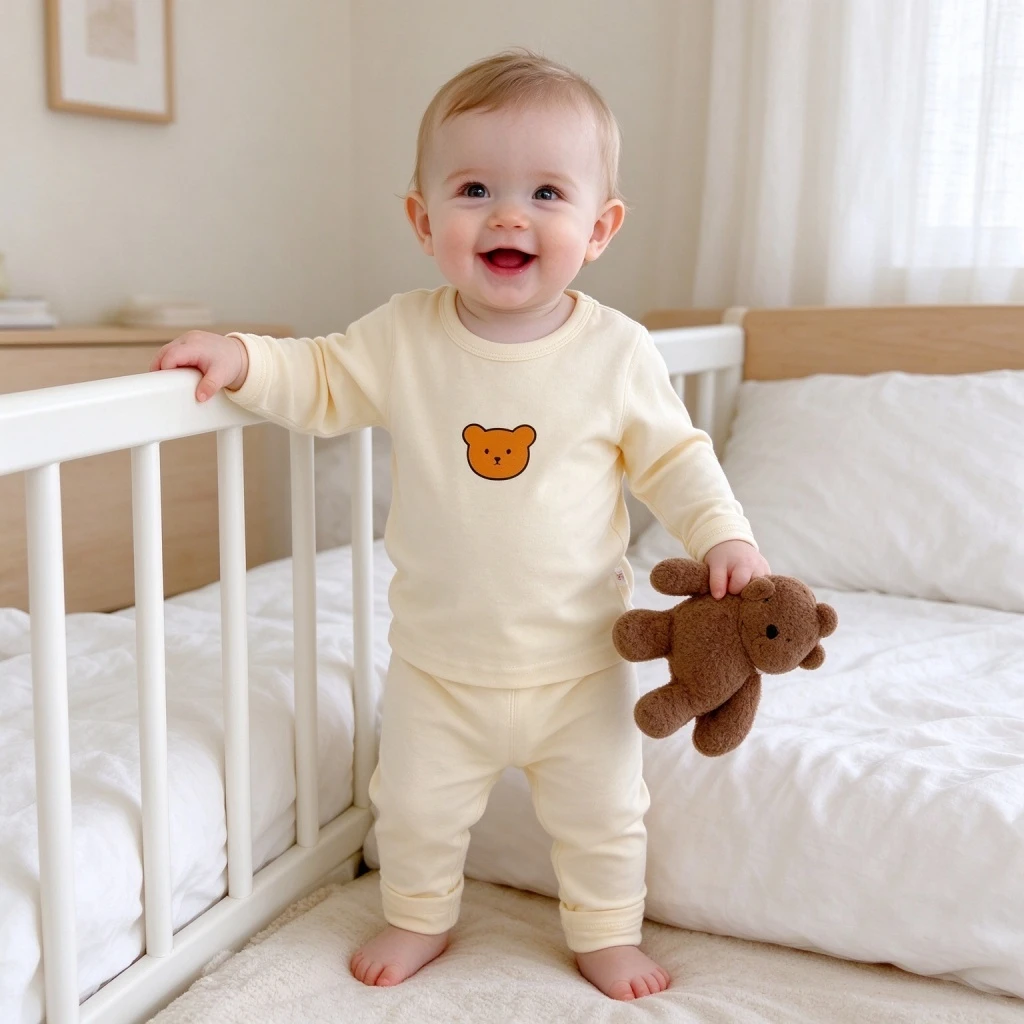 2026 Brand Baby Clothing Autumn Solid Color Pajamas Outfits Pure Cotton Home Clothing Infant Soft Long-sleeved Underwear Sets