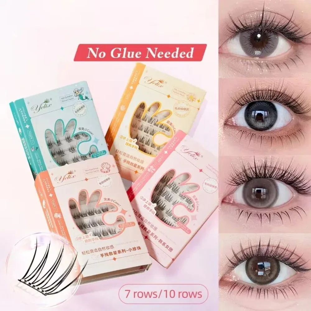 Natürliche selbstklebende falsche Wimpern, Wimpernverlängerung, tägliches Make-up, KEINE Kleberwimpern, kleberfreie Katzenaugenwimpern
