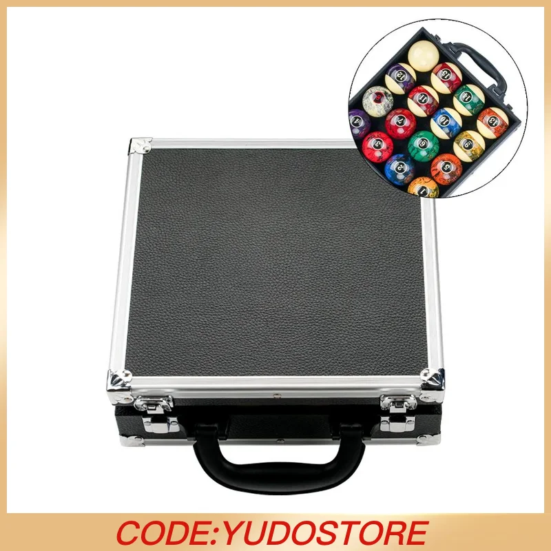 

Billiard Ball Storage Box with Leather Aluminum Ball Box, Carry Handle, PU Accessory for Black 8 Pool Cue Billiard Accessories