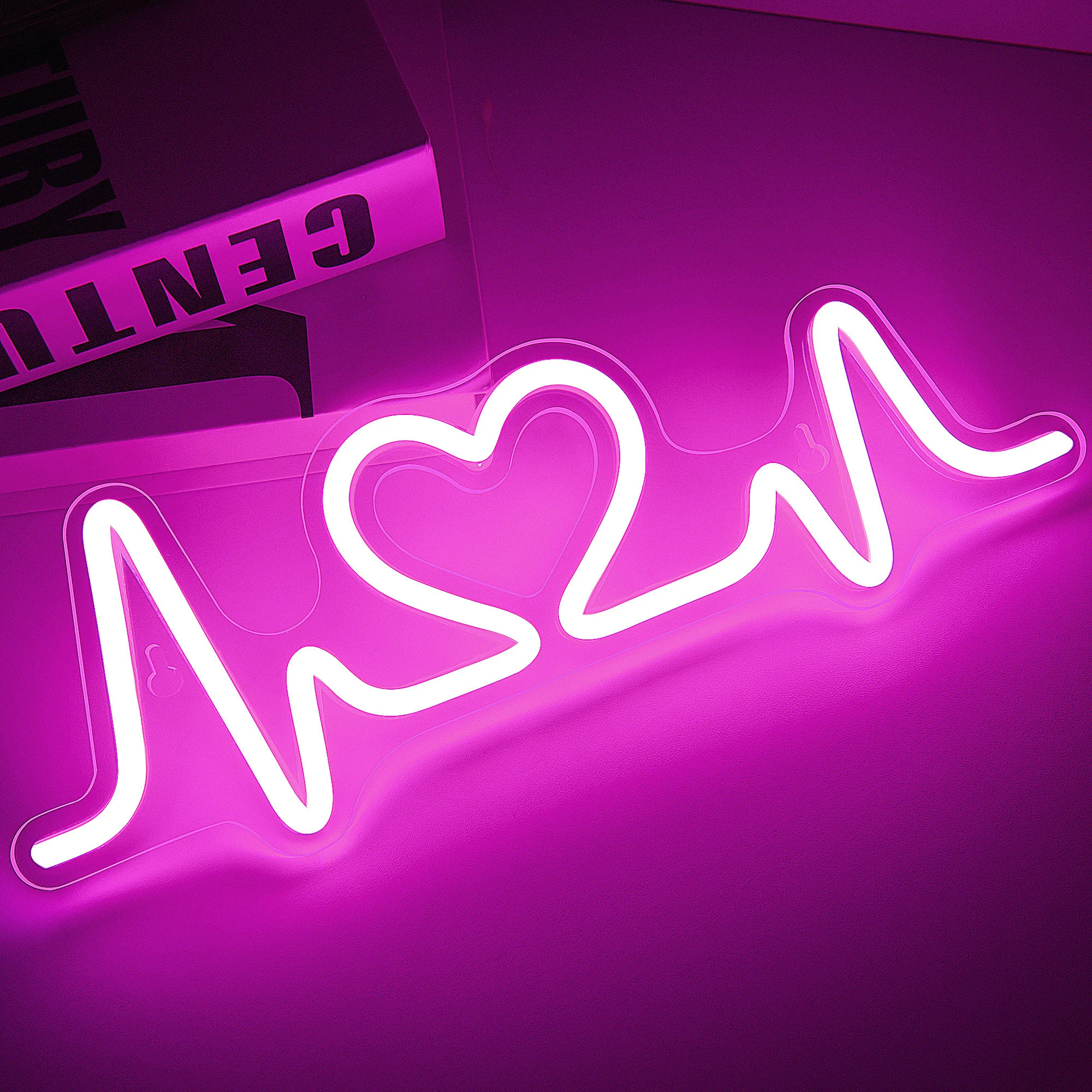 Electrocardiogram Heart Silicone LED Neon Sign For Home Bedroom Party Decoration