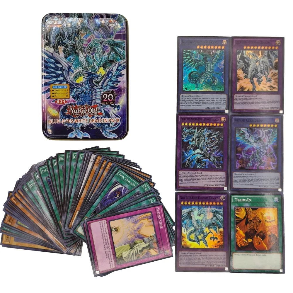 Yu Gi Oh Cards PEGASUS PACK Card Deck English TCG Holographic Golden White Dragon Duel Game Collection Card with Tin Box