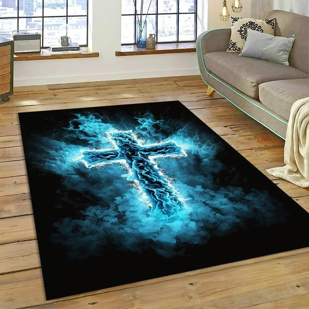 Tapis 3D de prière de la sainte Bible, croix de jésus, pour chambre à coucher, salon, décoration de canapé de maison, jeu pour enfants, grand tapis de sol décoratif