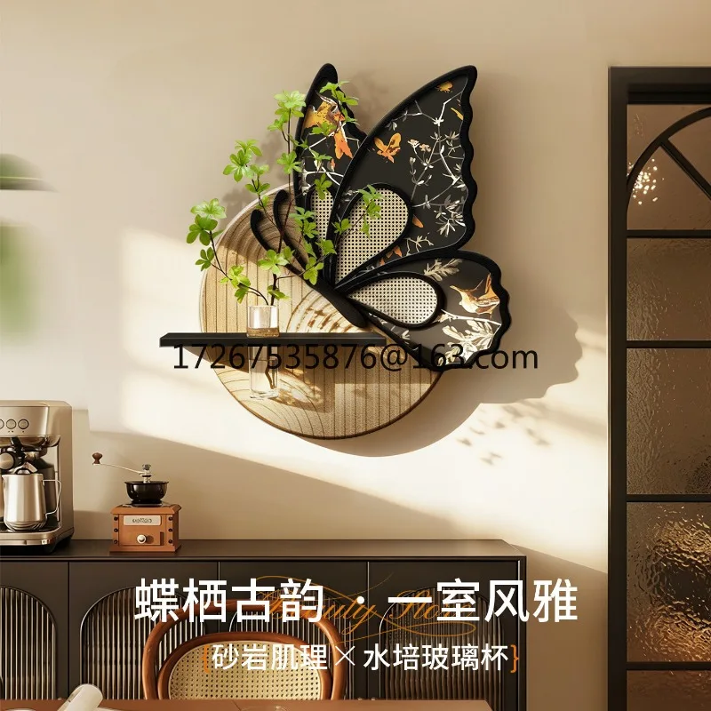 

Medieval butterfly living room wall decoration painting hydroponic green plant entrance hanging painting retro