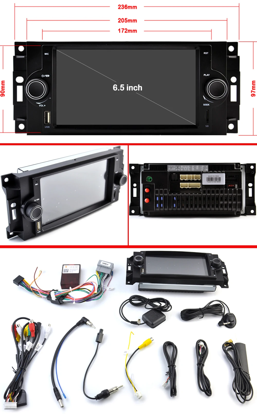 Autoradio Android Autoradio für Chrysler 300c, Cruiser Dodge Ram, Ladegerät, Magnum Jeep Grand Cherokee, Kompass, Kommandant, Patriot