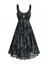 S-3XL Women's Casual A-Line Cami Dress – Sun Tie Dye Printed Mini Dress with Buckle And Cinched Waist Bohemian Style Dresses