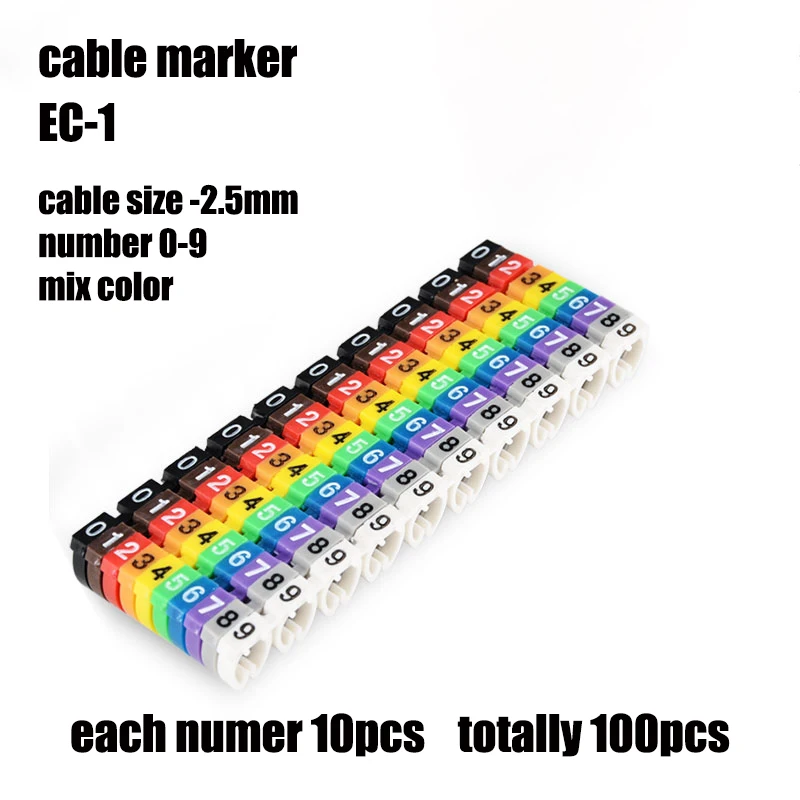 Plastic cable marking label ec-0 cable marking number 0 to 9 cable dimensions 1.5 mm sq.mm PVC colour cable insulation marking