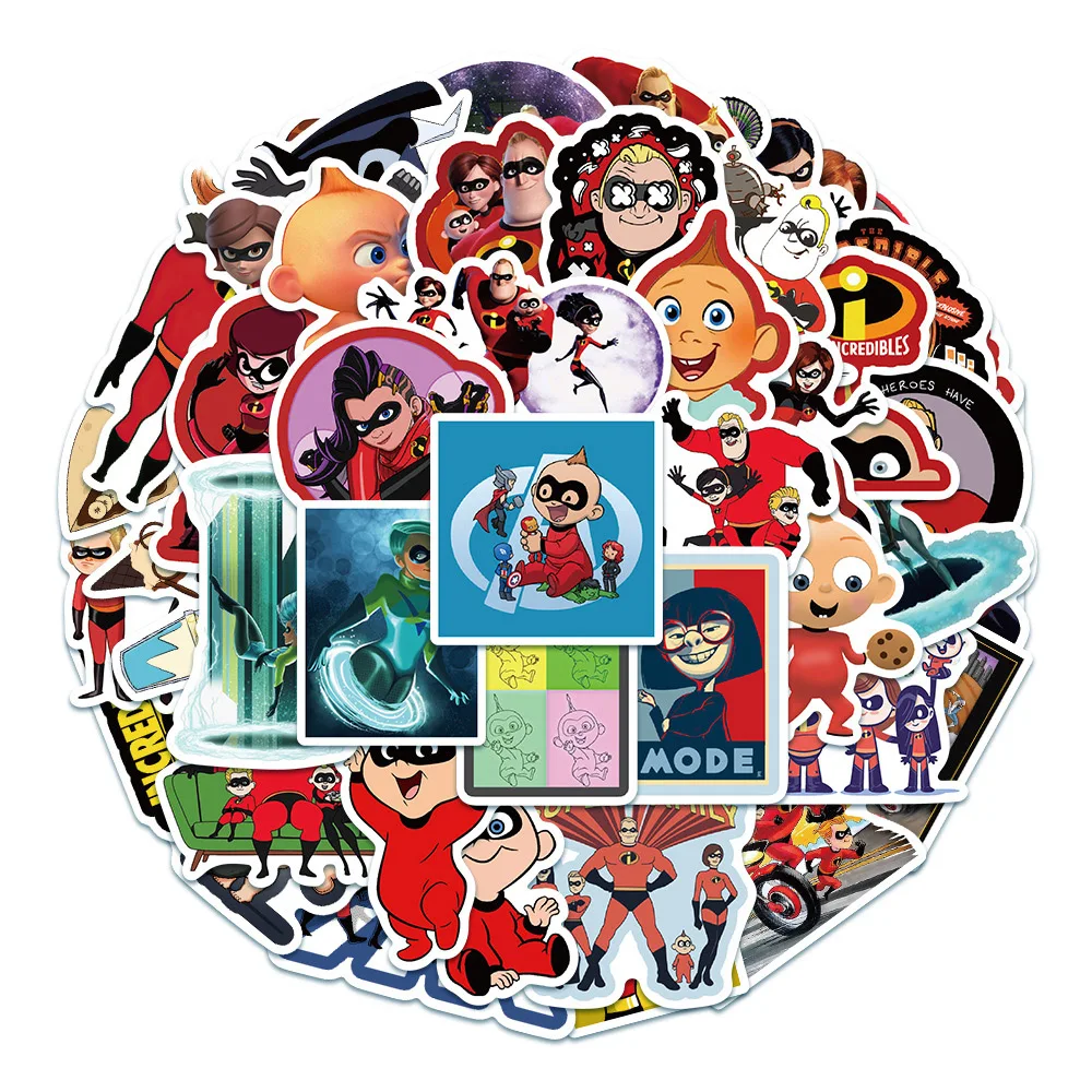 10/30/50/100PCS Disney Cute Moive The Incredibles Stickers Cool Bob Parr Cartoon Decal Skateboard Bike Notebook Sticker Kids Toy