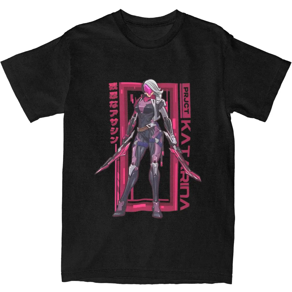 Oversized T-Shirt Arcane League Jinx Game 100% Cotton T-Shirts KATARINA Novelty Tee Shirt for Adult Summer Short Sleeve Tees