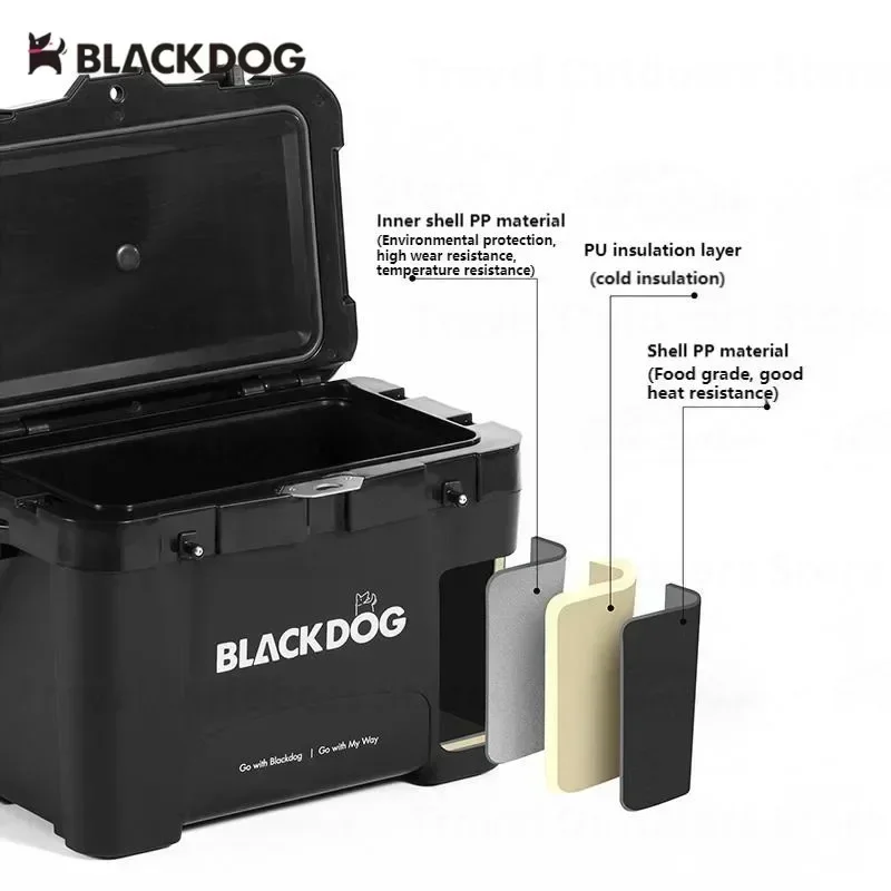 BLACKDOG 26L Large Bucket Cooler Box Space Box 108h Outdoor Travel Food Keep Fresh Ice Fridge Camping PP Insulation Ultralight。