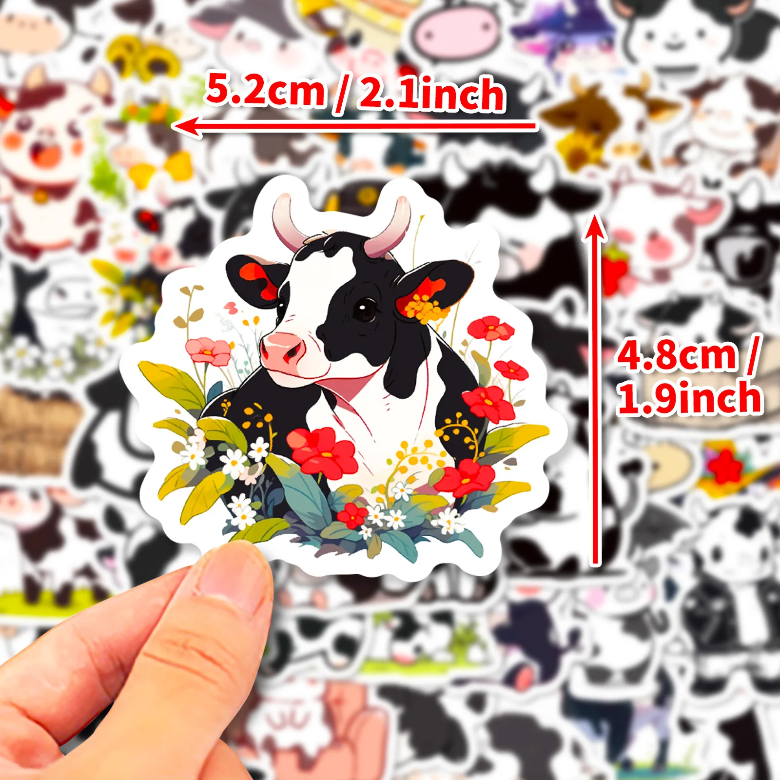 50pcs cute black and white cow stickers cartoon creative cool expression stickers stationery stickers DIY stickers