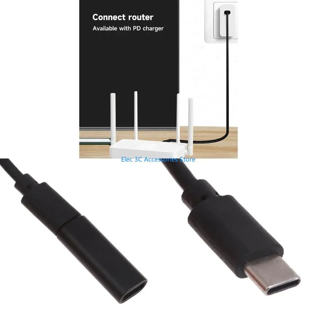 Y51A 12V USB C to 3.5x1.35mm Power Cable USB C LED Strip Lights Flashlight Charging