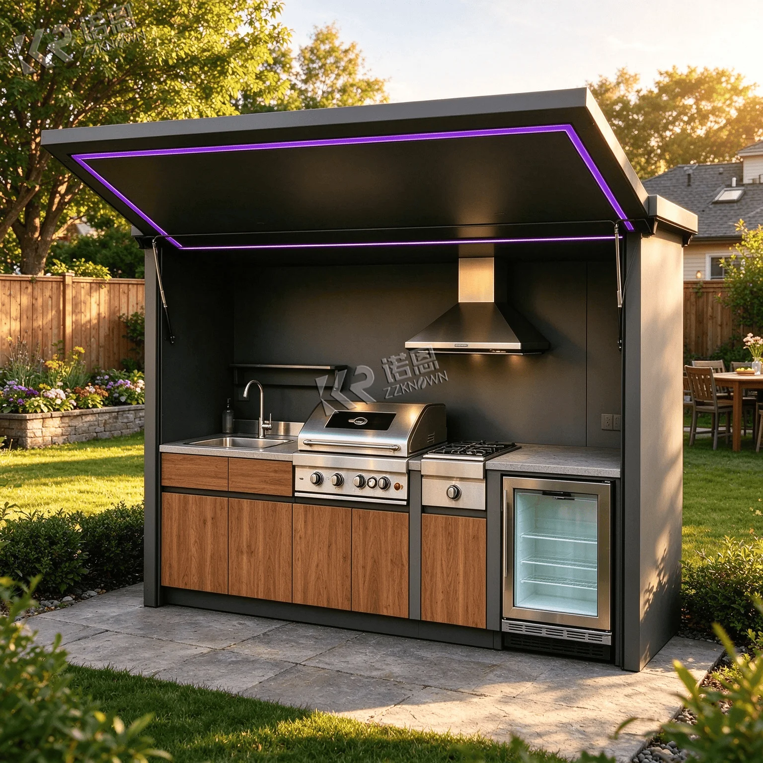 Aluminum Modern Kitchen Outdoor Grill Cabinet BBQ Island Custom Size ODM OEM Wholesale Hospital Resort Villa