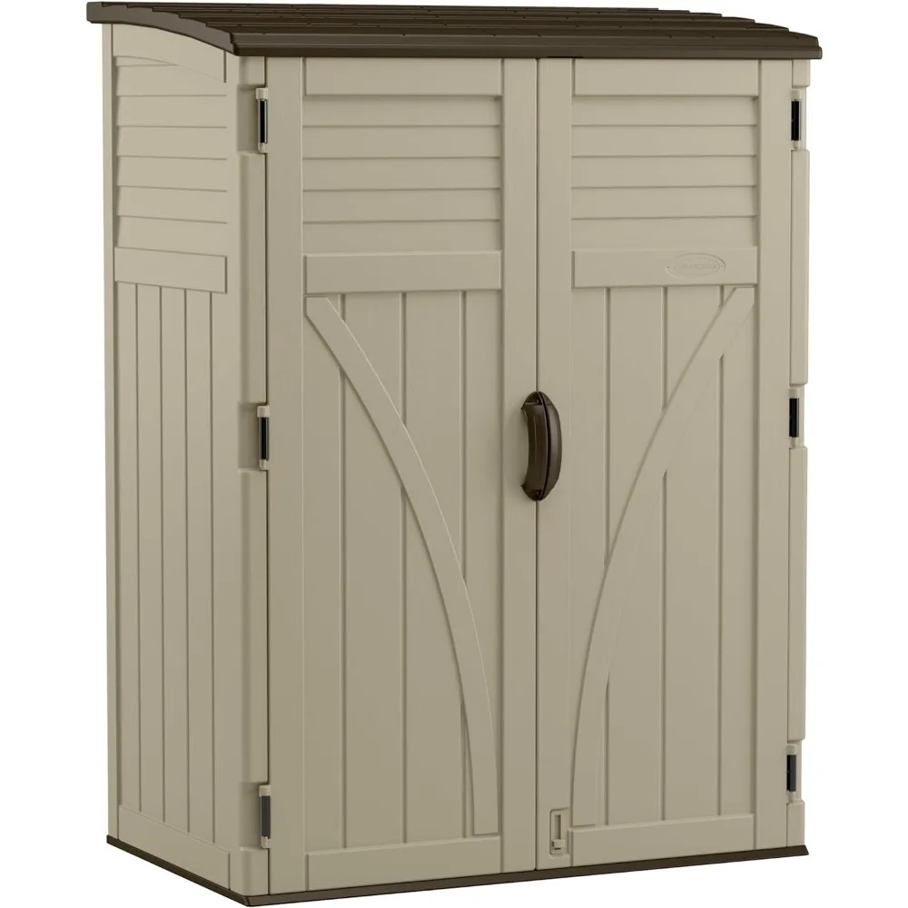 

54 Cubic Feet Vertical Storage Shed with Durable Plastic Construction, Multiple Wall Panels and Ample Space for Outdoor Storage