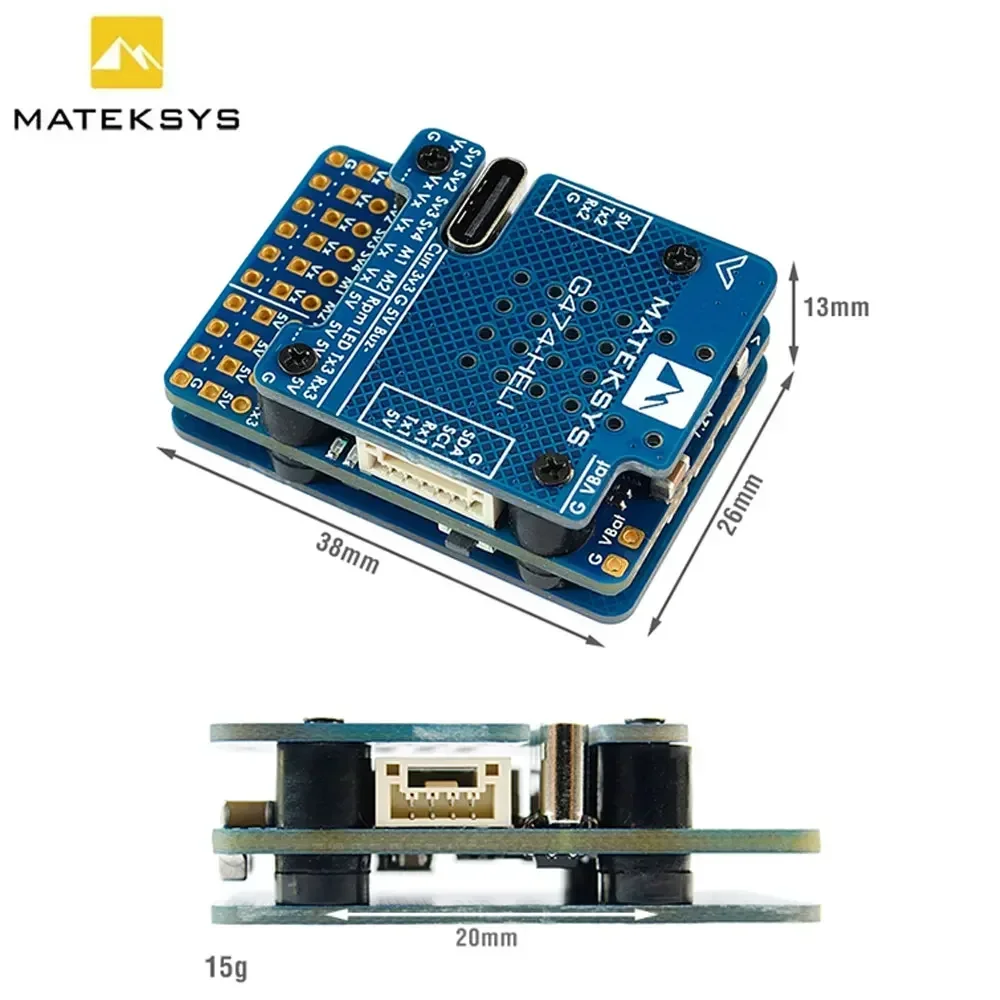 MATEKSYS RC HELICOPTER FLYBARLESS CONTROLLER G474-HELI STM32G474 ICM42688P SPL06L 2x BEC Rotorflight Firmware para RC FPV Drone