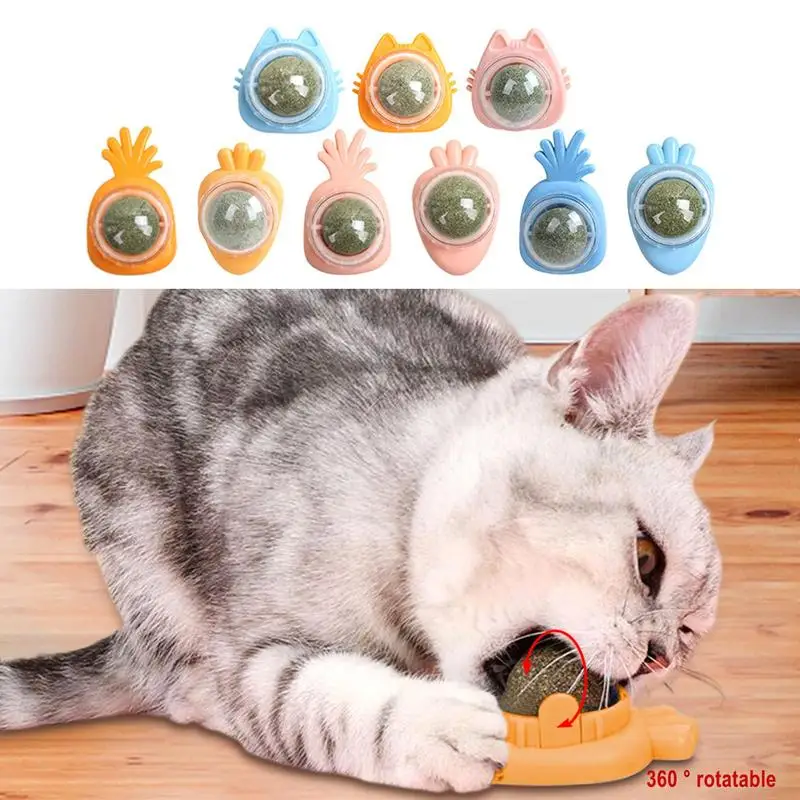 Catnip Wall Ball Catnip Wall Spin Ball Edible Cat Catnip Toys Promotes Digestion Catnip Rollerball Wall Cat Lick Ball for Cat