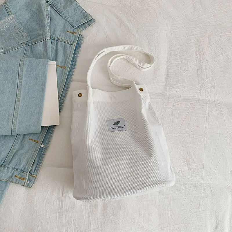 Women's Shoulder Bag Fashion Versatile Corduroy Large Capacity Portable Shopper Totes Female's Casual Travel Handbag