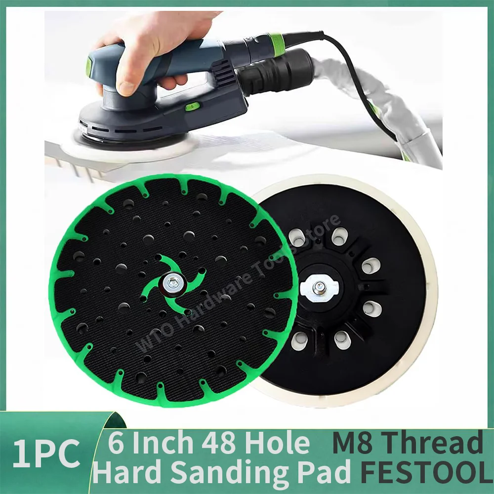 1PC 150mm 6 Inch 48 Hole Hard Sanding Pad, M8 Thread Back-up Grinding Pad for FESTOOL ETS 150/3 EQ, ETS 150/5 EQ,ETS EC 150/3 EQ