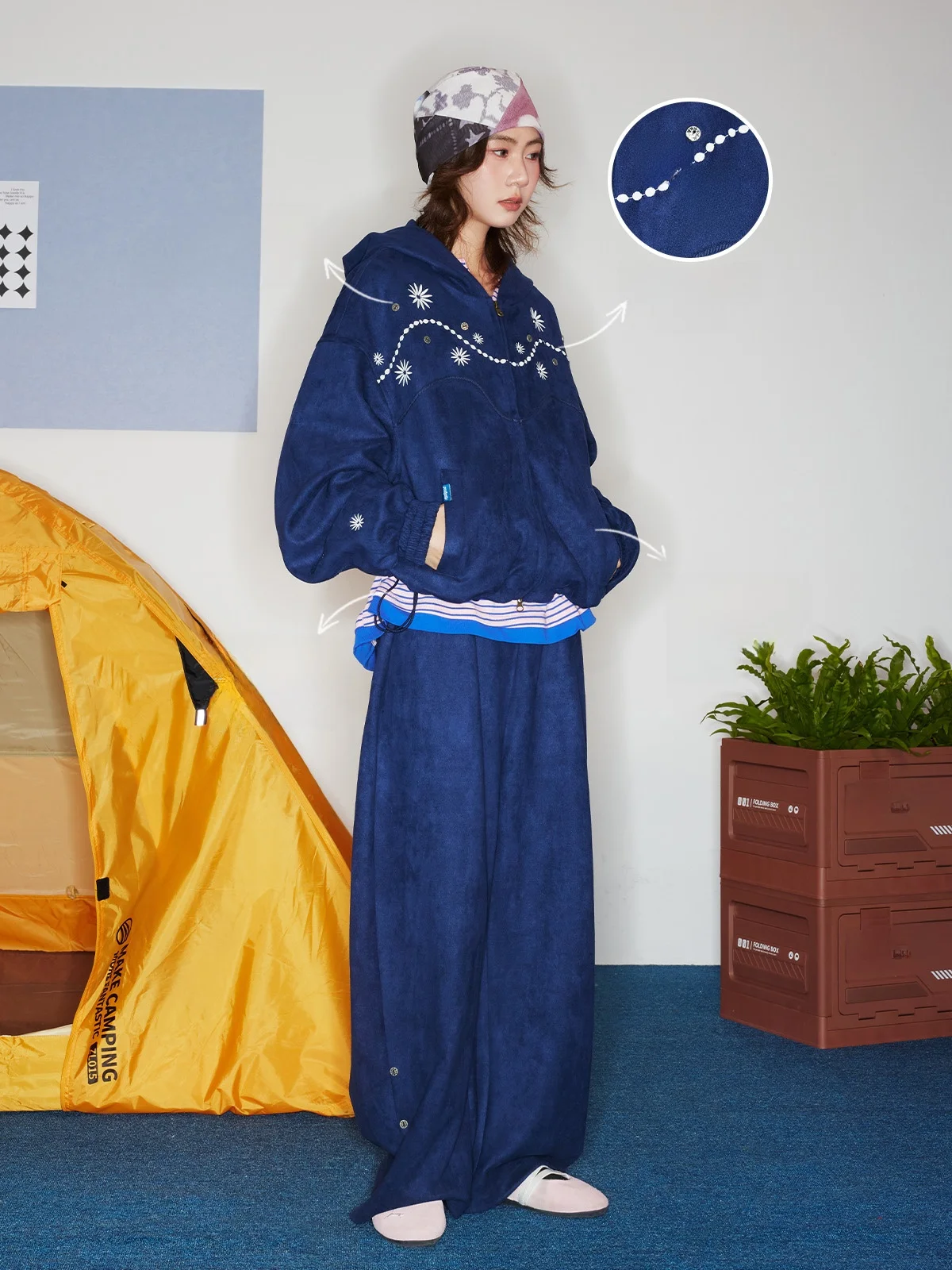 

Модная повседневная куртка-худи Maood из замши с вышивкой и пуговицами, свободного кроя, с длинными рукавами, на молнии