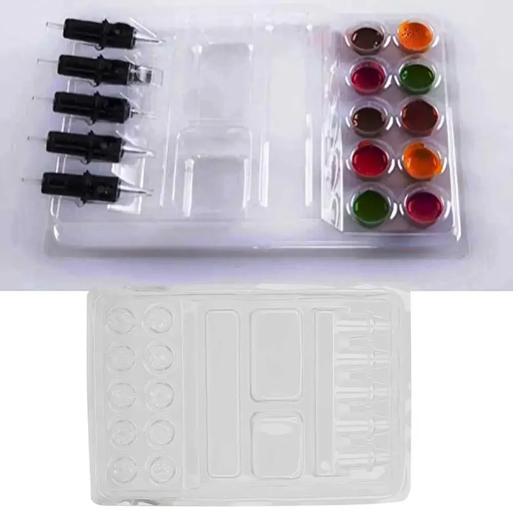 25 Stuks Doorzichtige Wegwerp Plastic Tattoo Cartridge Naaldhouder Stand Tattoo Inkt Pigment Lade Stand Make-Up Tattoo Benodigdheden Tools