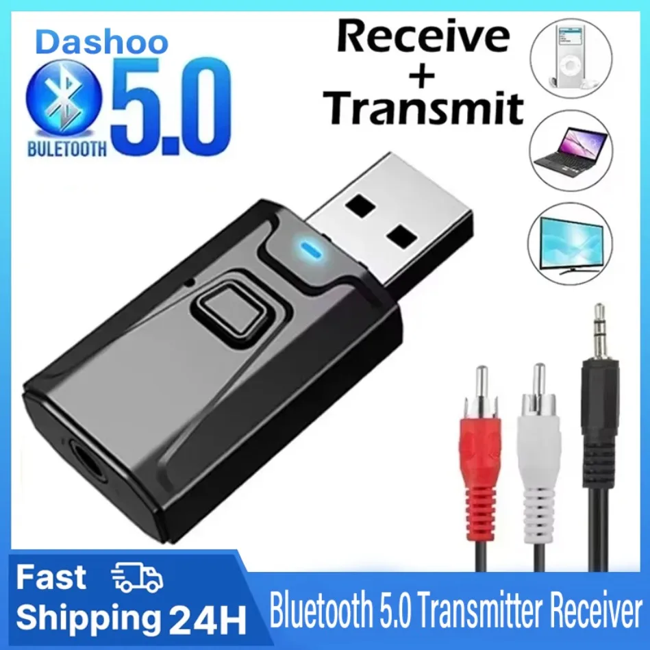 

3 in 1 EDR Adapter Dongle USB Bluetooth 5.0 Transmitter Receiver Mic 3.5mm AUX for TV PC Headphones Home Stereo Car HIFI Audio
