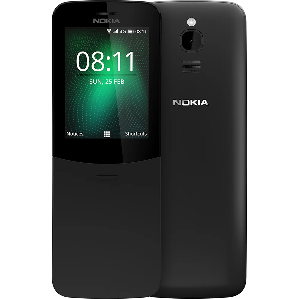 Nokia 8110 4G Banana Phone 2SIM WIFI 2MP KaiOS 1500mAh GPS 4GB+512MB 2018 Edition Nokia Slide Design Phone Unlock Used