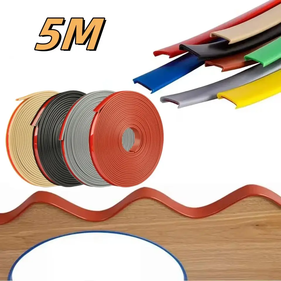 5M Self-Adhesive u-Shaped Edge Banding Strip Furniture Wood Board Cabinet Table Chair Protector Cover Silicone Rubber Seal Strip