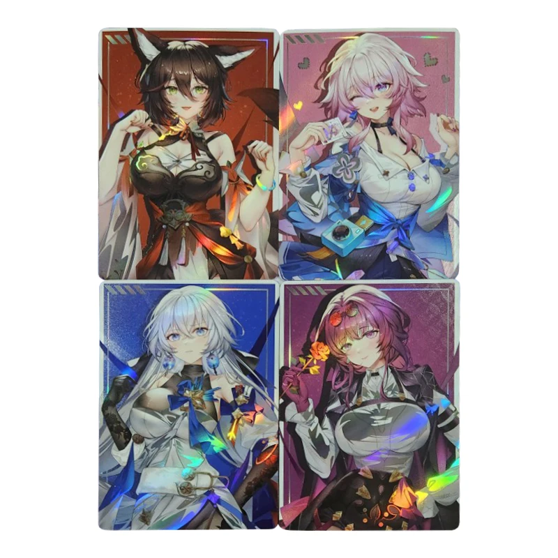 

Diy 4Pcs/set Honkai: Star Rail Kafka Flash Card ACG Kawaii Classic Game Anime Collection Cards Gift Toys