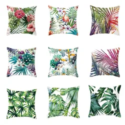 Summer Tropical Plants Pillow Case Green Leaves Decorative Pillowcases Summer Green Leaves Throw Pillow Case Cover Pillowcase