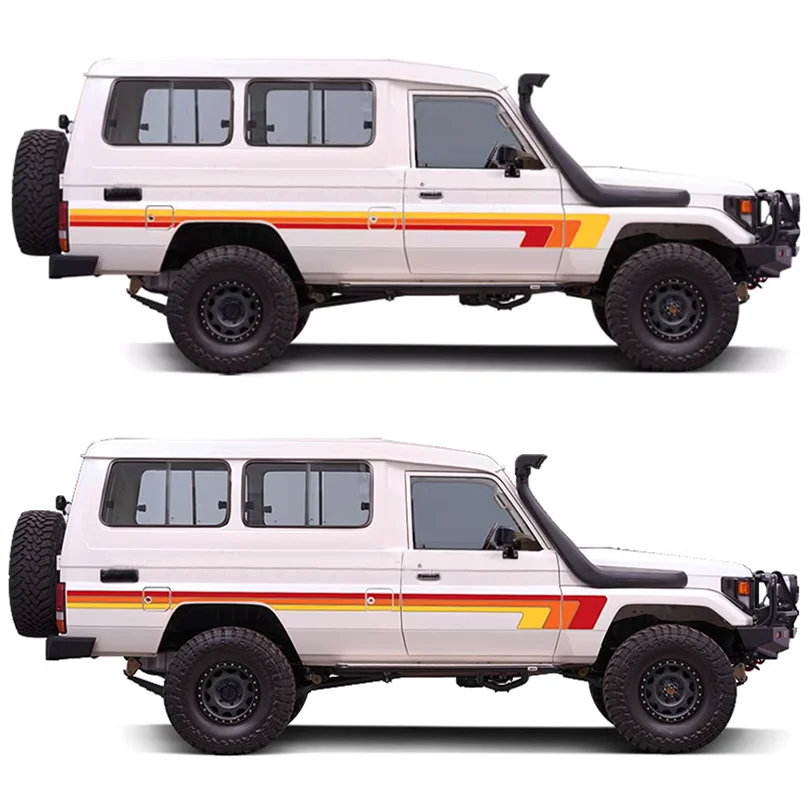 

Long Side Body Waist Line Stripes Sticker Tri-Color Precut Decal Vinyl Wrap Graphics Accessories for Toyota Land Cruiser 75 LC75