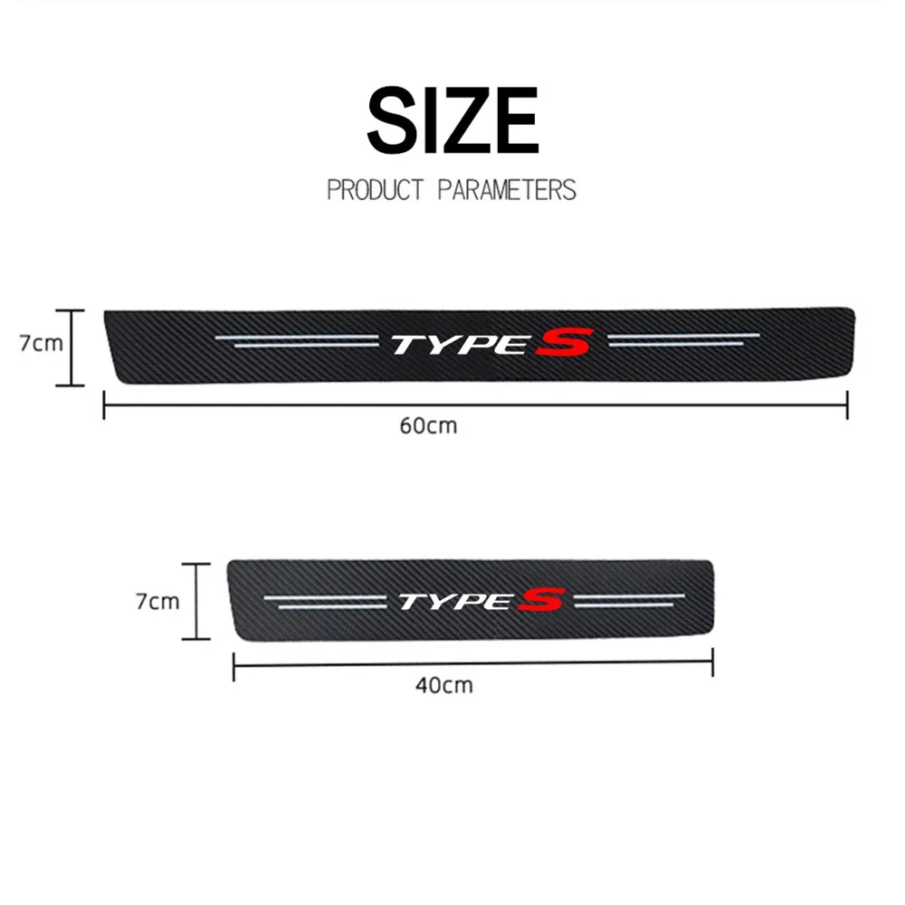4pc car Sticker door carbon leather Fiber Sill Plate For Honda TypeR TypeS accessories car styling